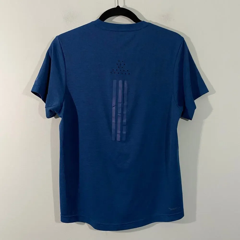 Adidas Men's Blue Freelift Climachill Short Sleeve Performance Tee